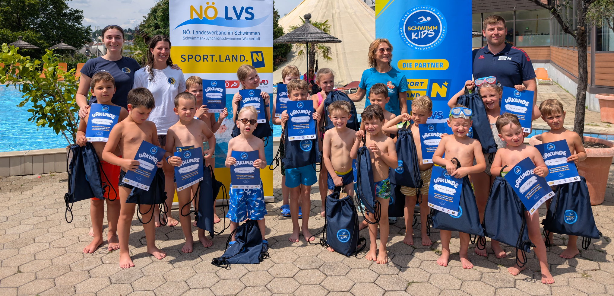 Schwimmkursabschluss der NÖ Schwimm Kids vom 21.-25.7.2025 im Happyland Klosterneuburg3, Foto NÖLVS
