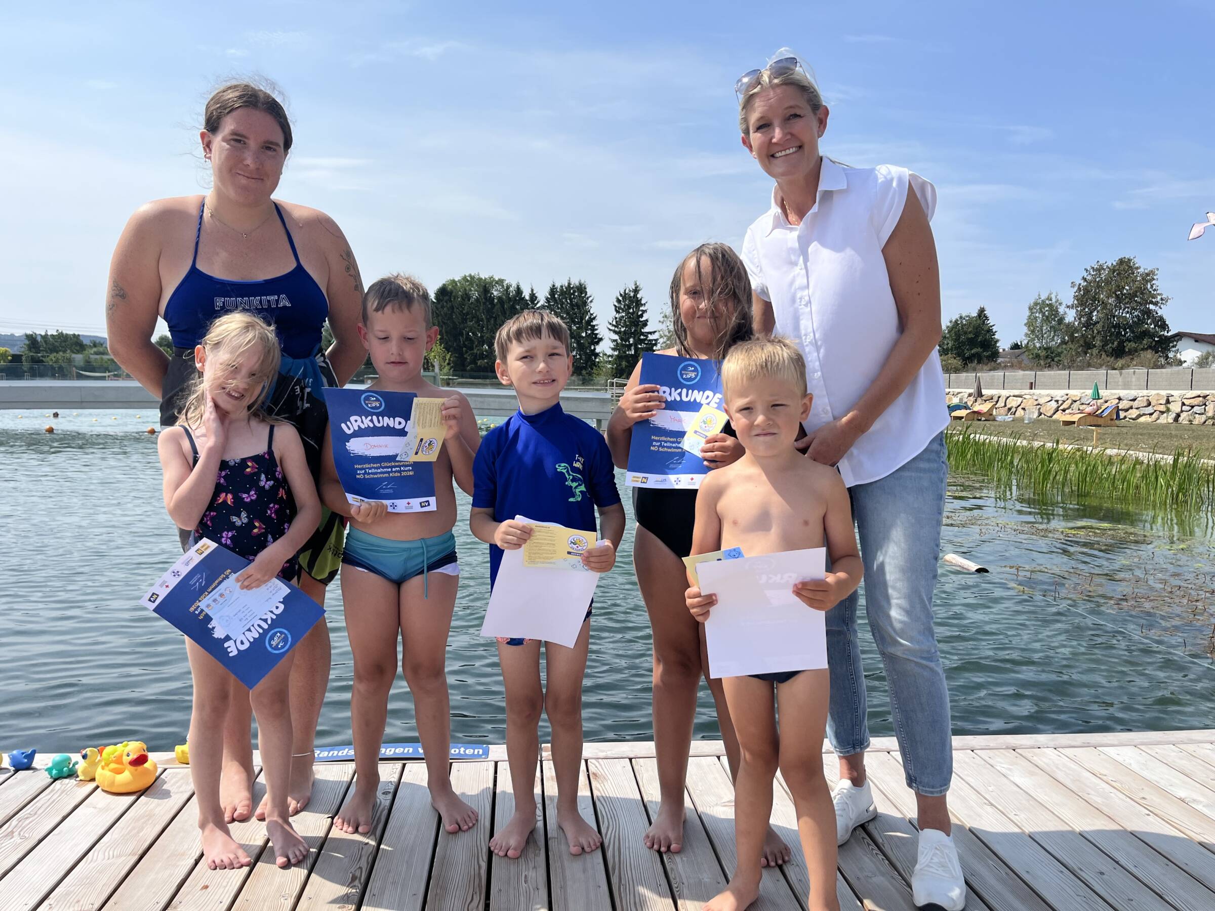 Schwimmkursabschluss der NÖ Schwimm Kids im Freibad Pöchlarn – Gruppe 1